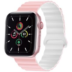 imoshion Siliconen magnetisch bandje Apple Watch Series 1 t/m 9 / SE (38/40/41 mm) | Series 10 (42 mm) - Roze / Wit