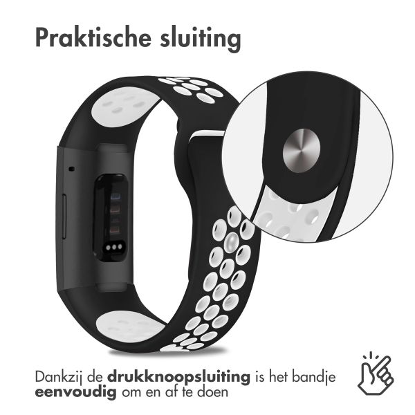 imoshion Siliconen sport bandje Fitbit Charge 3 / 4 - Zwart / Wit