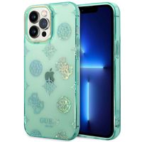 Guess Peony Glitter Backcover iPhone 14 Pro Max - Turquoise