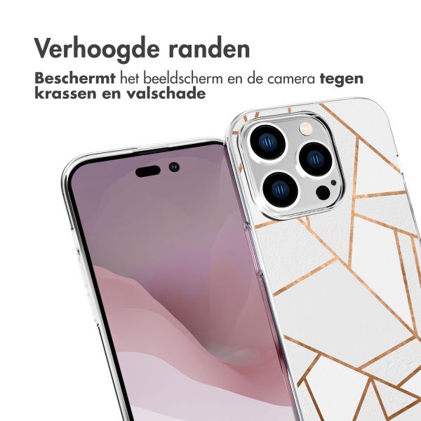 imoshion Design hoesje iPhone 14 Pro - Grafisch Koper / Wit