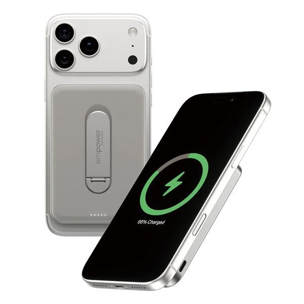 Empower by PanzerGlass Empower Bank Powerbank met Standaard 5.000 mAh - MagSafe en Qi2 - Wit