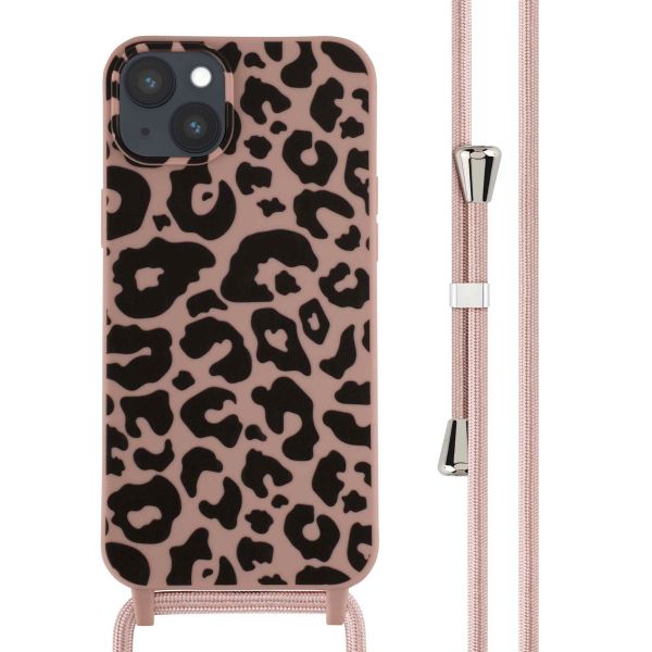 imoshion Siliconen design hoesje met koord iPhone 14 Plus - Animal Pink