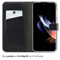 Selencia Echt Leren Bookcase Samsung Galaxy A36 / A56 - Zwart