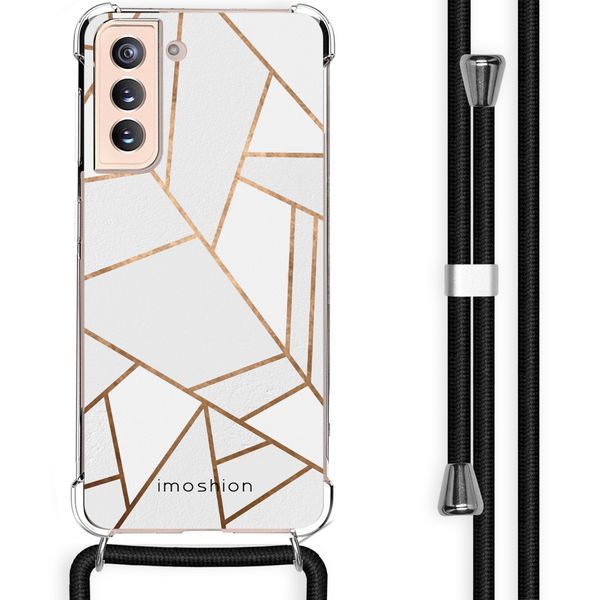 imoshion Design hoesje met koord Samsung Galaxy S21 - Grafisch Koper - Wit / Goud