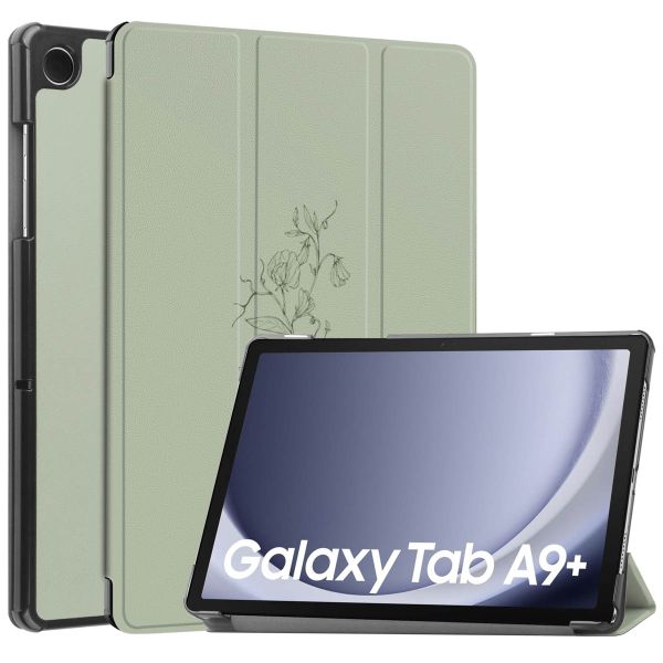 imoshion Trifold Design Bookcase Samsung Galaxy Tab A9 Plus - Floral Green