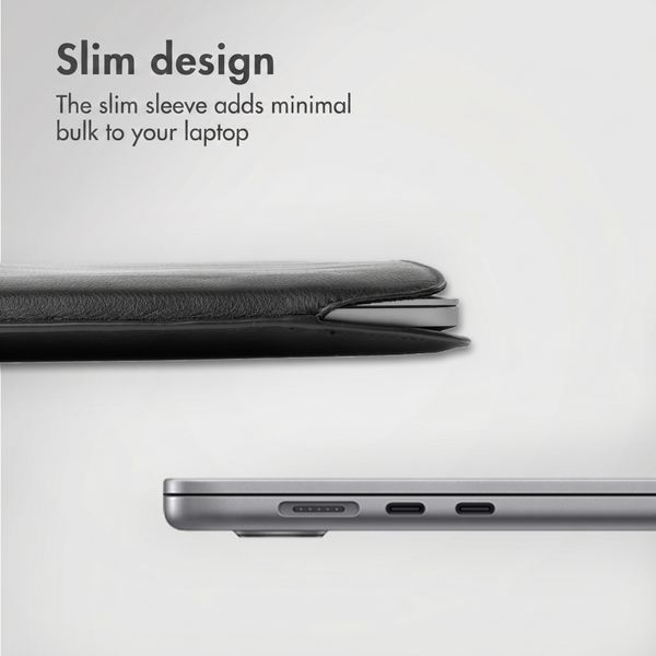 Accezz Leather laptop sleeve 16 inch - Black