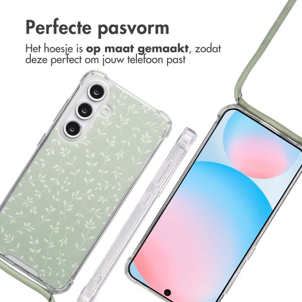 imoshion Design hoesje met koord Samsung Galaxy S24 FE - Smoke Green Flowers