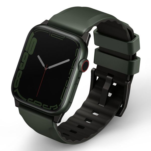 Uniq Linus AiroSoft™ Siliconen bandje Apple Watch Series 1 t/m 10 / SE / Ultra (2) (44/45/46/49 mm) - Moss Green