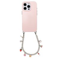 Selencia Rivièra MagSafe Backcover met afneembare haakjes voor de Apple iPhone 16 Pro Max - Sorbet Pink + Chain Charm - Silver