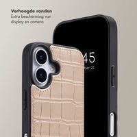 Selencia Nova Croco Telefoonhoes met Koord en Pashouder Apple iPhone 17 - Beige