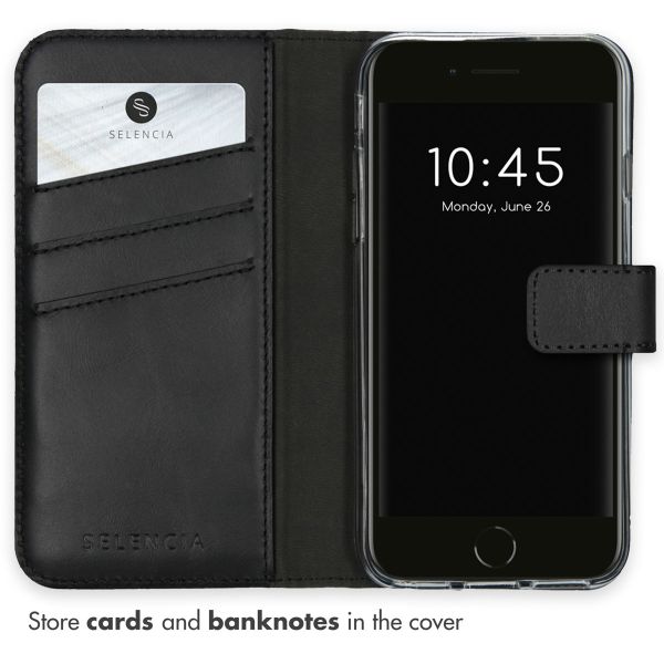 Selencia Genuine Leather Book Case Apple iPhone SE (2022 / 2020) / 8 / 7 / 6(s) - Black