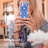 imoshion Design hoesje met koord Apple iPhone 15 Pro Max - Cobalt Blue Flowers Connect
