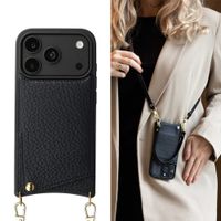 Selencia Nova Telefoonhoes met Koord en Pashouder Apple iPhone 18 Pro Max / 17 Pro Max - Zwart