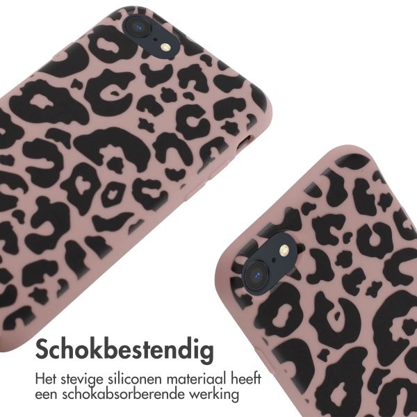 imoshion Siliconen design hoesje met koord Apple iPhone SE (2022 / 2020) / 8 / 7 - Animal Pink