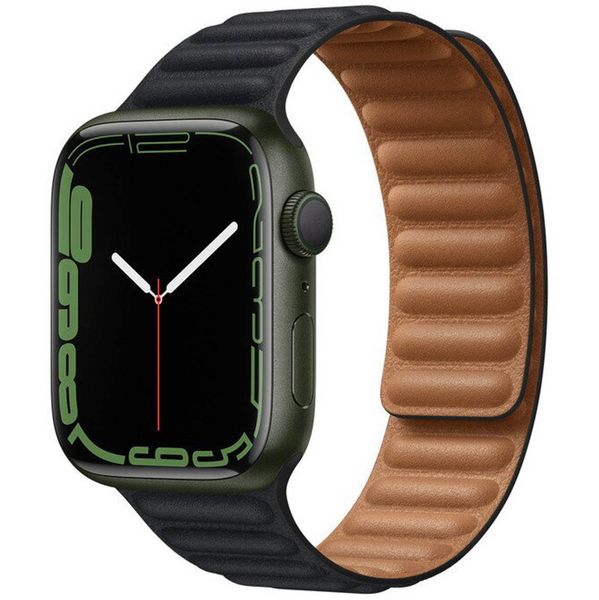 Apple Leather Link Apple Watch Series 1 t/m 10 / SE / Ultra (2) (44/45/46/49 mm) - Maat M/L - Midnight