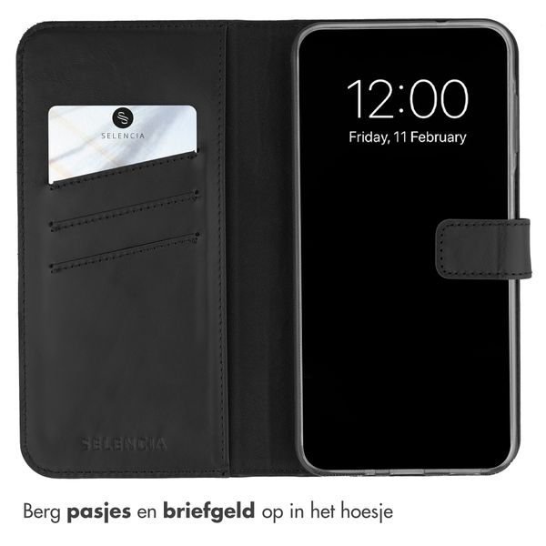 Selencia Echt Leren Bookcase Samsung Galaxy A27 (5G) - Zwart