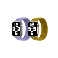 Apple 2 Pack Gevlochten solobandje voor de Apple Watch | 44/45/46/49 mm - Maat 6 - Lavender/ Chartreuse