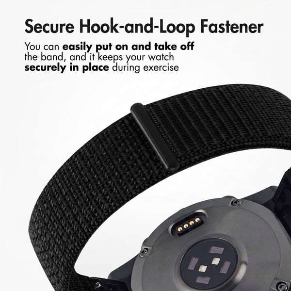 imoshion QuickFit® Nylon Band - Garmin 20 mm Connector - Size L/XL - Black