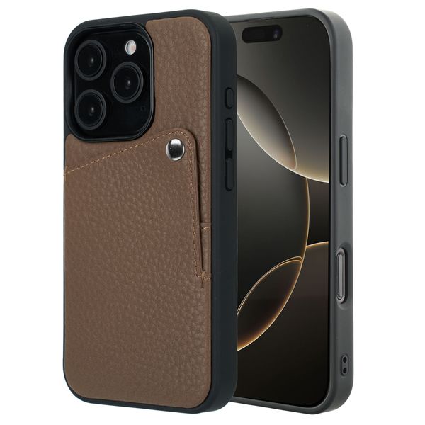 Selencia Riva Backcover met Pashouder Apple iPhone 16 Pro - Mocha Brown