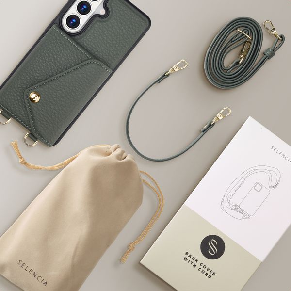 Selencia Sera Phone Case with Cord and Envelope Card Holder Samsung Galaxy S26 - Sage Green