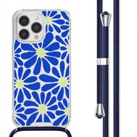 imoshion Design hoesje met koord Apple iPhone 13 Pro Max - Cobalt Blue Flowers Connect