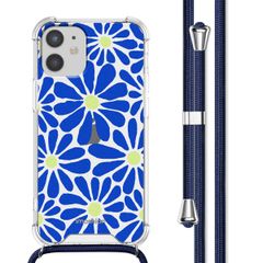 imoshion Design hoesje met koord Apple iPhone 12 Mini - Cobalt Blue Flowers Connect
