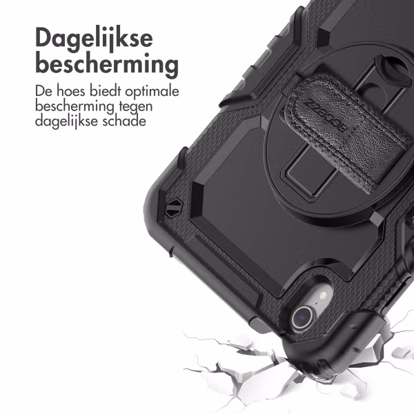 Accezz Rugged Backcover met schouderstrap Apple iPad Mini 7 (2024) / iPad Mini 6 (2021) - Zwart