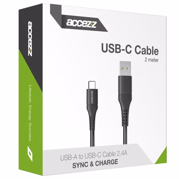 Accezz USB-C naar USB kabel - 2 meter - Zwart