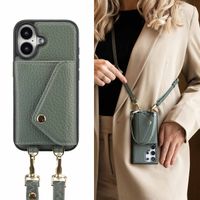 Selencia Sera Phone Case with Cord and Envelope Card Holder Apple iPhone 16 - Sage Green