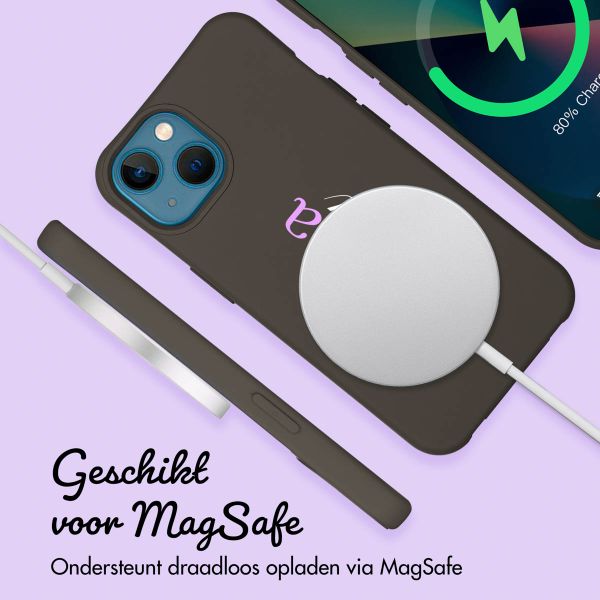 Gepersonaliseerd Color Backcover MagSafe met afneembaar koord en naam  iPhone 13 - Black Coffee