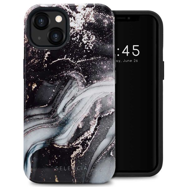 Selencia Vivid Tough Backcover iPhone 13 - Chic Marble Black