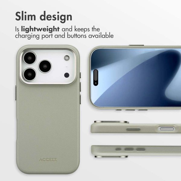 Accezz Leather Back Cover with MagSafe Apple iPhone 17 Pro - Light Grey