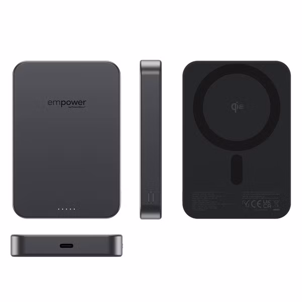Empower by PanzerGlass Empower Bank Powerbank 10.000 mAh - Draadloze Powerbank - MagSafe en Qi2 - Space Black