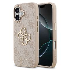Guess 4G Metal Logo Backcover Apple iPhone 17 - Gold Edge - Pink