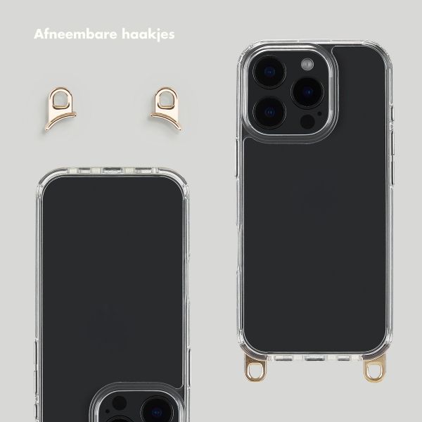 Selencia Transparent Case with Hooks + Lova Wrist Strap Apple iPhone 16 Pro - Beige