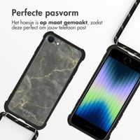 imoshion Design hoesje met koord iPhone SE (2022 / 2020) / 8 / 7 - Black Marble