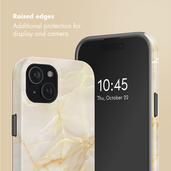 Selencia Vivid Back Cover Apple iPhone 15 - Golden Beige Marble
