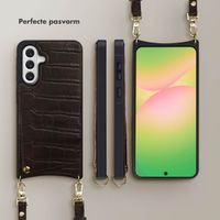 Selencia Nova Croco Telefoonhoes met Koord en Pashouder Samsung Galaxy A56 - Choco Brown