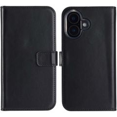 Selencia Echt Lederen Bookcase Apple iPhone 16 - Zwart