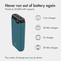 imoshion Power bank 20,000 mAh - 22.5W Fast charger - USB-C / USB-A - Petrol Green