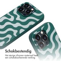 imoshion Siliconen design hoesje met koord iPhone 16 Pro - Petrol Green Groovy