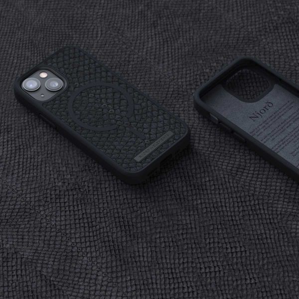 Njorð Collections Salmon Leather MagSafe Case iPhone 13 Mini - Dark Grey