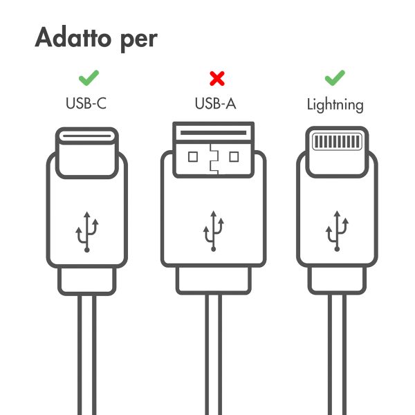 imoshion Lightning naar USB-C kabel - Non-MFi - Gevlochten textiel - 1 meter - Wit