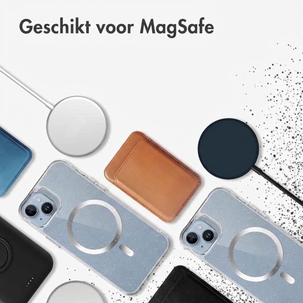 imoshion Clear Glitter Backcover met MagSafe Apple iPhone 14 - Zilver