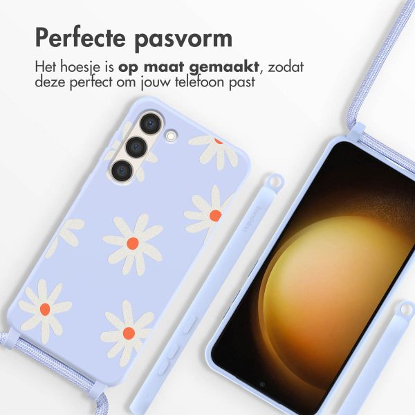 imoshion Siliconen design hoesje met koord Samsung Galaxy S23 - Lila Flower Distance