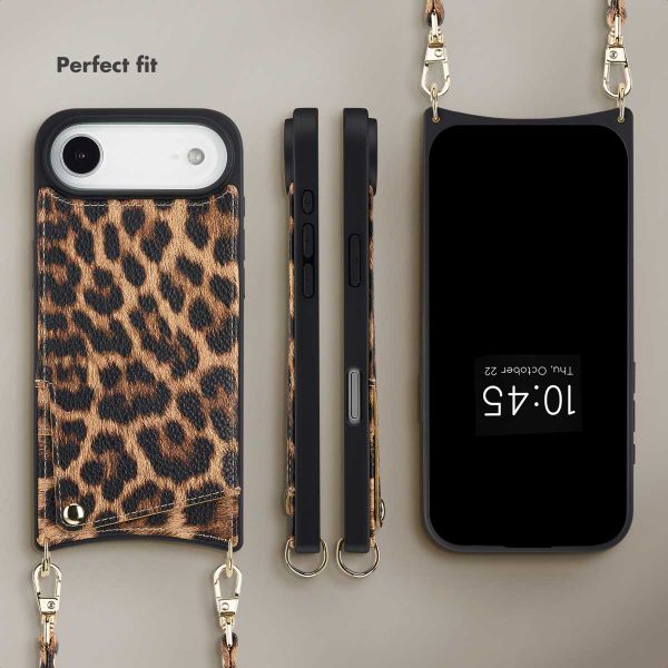 Selencia Nova Phone Case with Cord and Card Holder Apple iPhone Air - Leopard