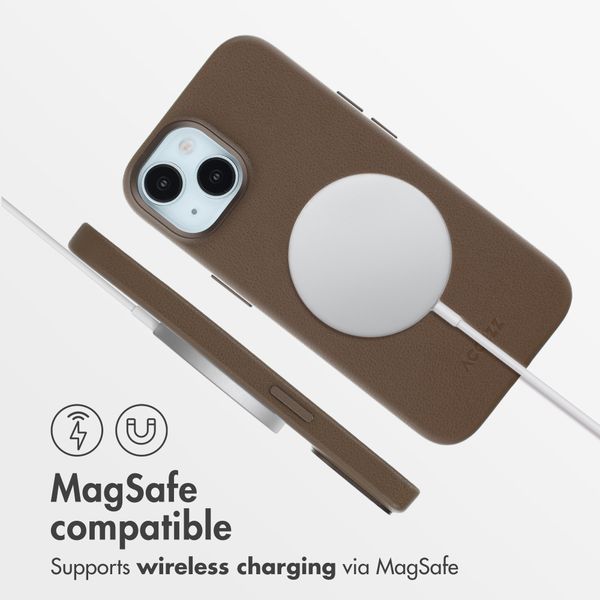 Accezz Leather Back Cover with MagSafe Apple iPhone 15 - Coffee Brown