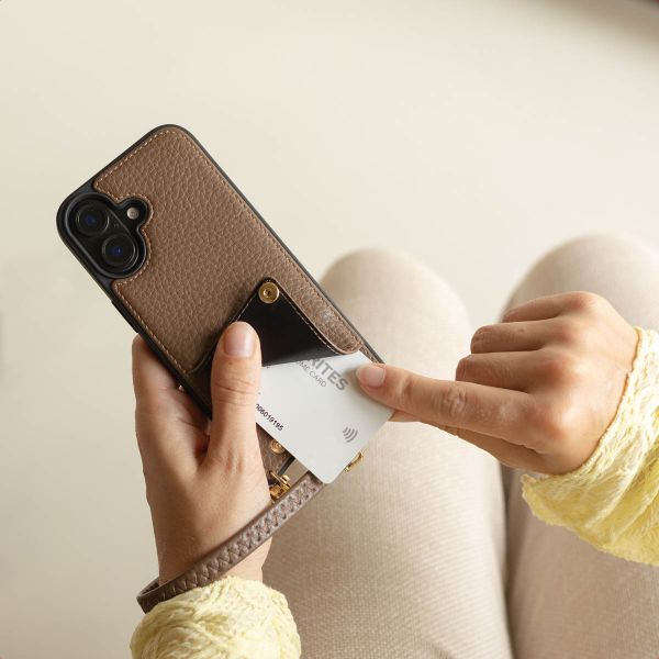 Selencia Nova Telefoonhoes met Koord en Pashouder Apple iPhone 14 / 13 - Mocha Brown