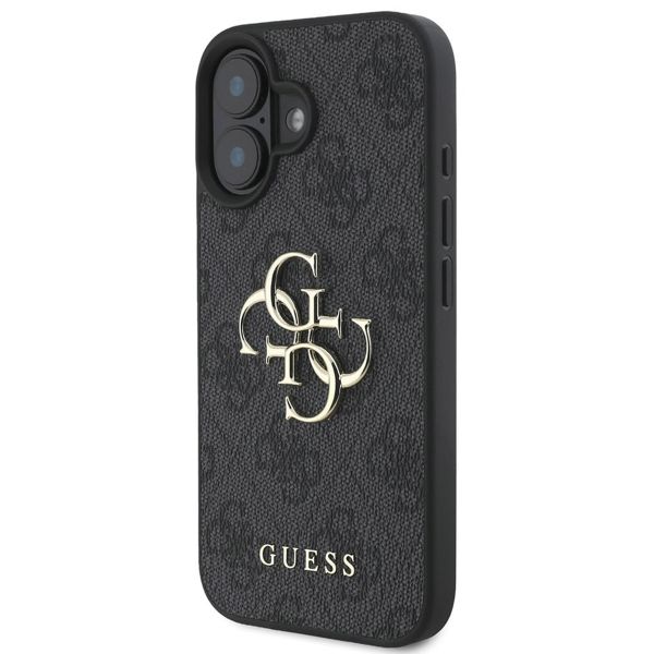 Guess 4G Metal Logo Backcover Apple iPhone 16 - Zwart