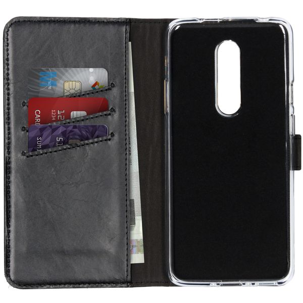 Selencia Echt Leren Bookcase OnePlus 7 Pro - Zwart